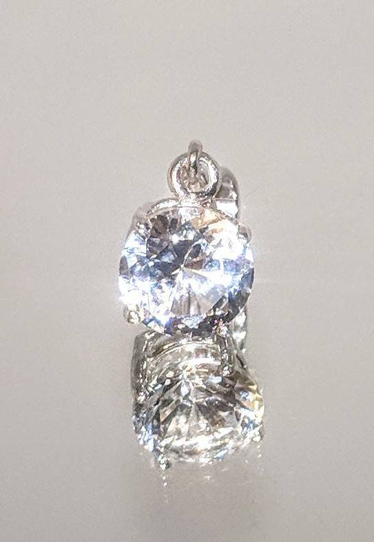 Solid Sterling Silver or Solid 14kt White, Yellow, and Gold Gold Natural White Sapphire 5-8mm Round Dangle Pendant Solitare VVS