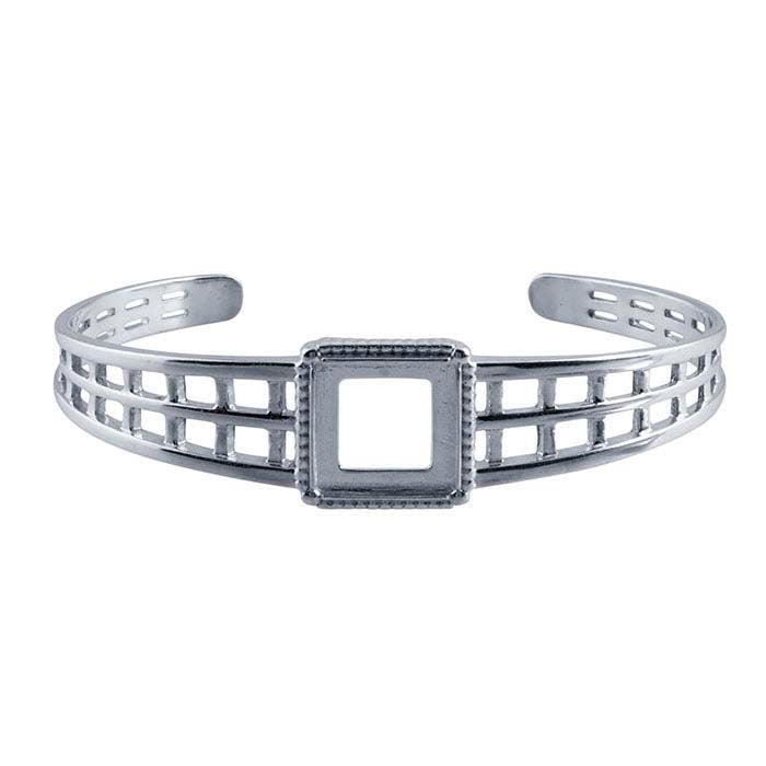 Sterling Silver 12mm Square Cuff Bracelet Mounting, 12mm Square Cab (Cabochon), Blank Mounting, DYI Jewelry, Custom Made, 925090