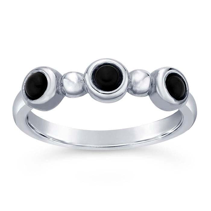 Sterling Silver 3mm Three-Stone Cabochon Ring Mounting, blank Cab (Cabochon) setting Size 6 to 8