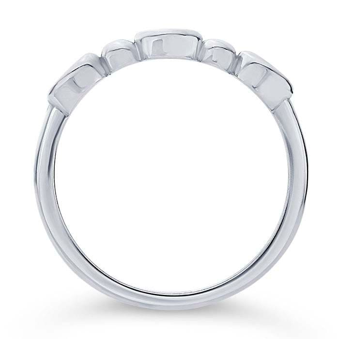 Sterling Silver 3mm Three-Stone Cabochon Ring Mounting, blank Cab (Cabochon) setting Size 6 to 8