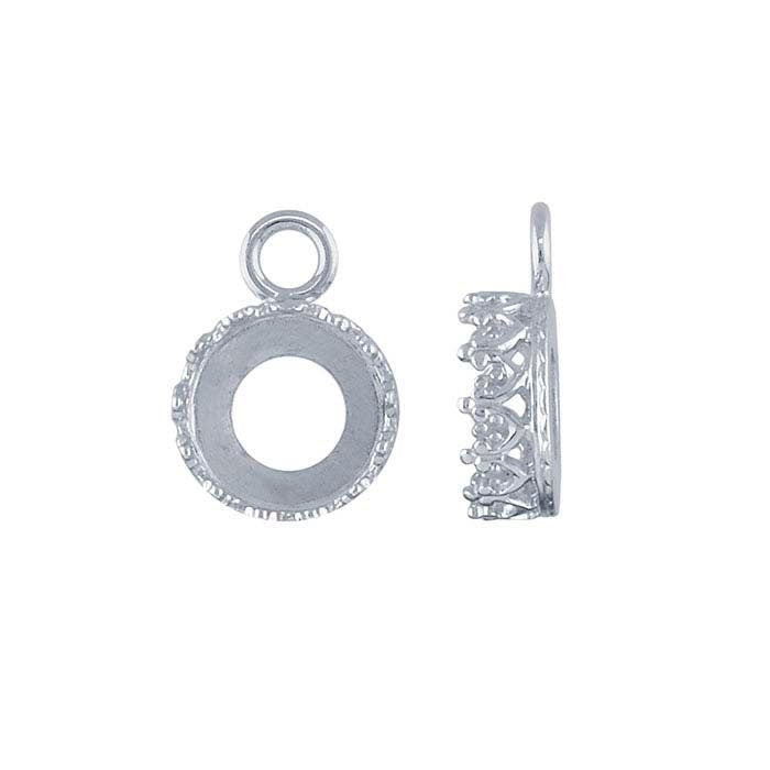 Sterling Silver 8-20mm Round Gallery Wire Cabochon Link Dangle Mounting, Cab (Cabochon), Earrings, Pendant, Closed Rings, Custom