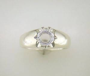 Sterling Silver or 14kt Gold 6mm Round Gypsy Pre-Notched Blank Ring Size 9 shank setting 163-442