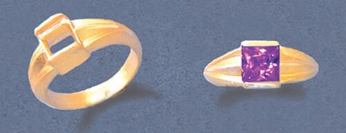 Sterling Silver or 14kt Gold 7mm Square Princess Channel Pre-Notched Blank Ring Size 9 setting 163-423/143-423