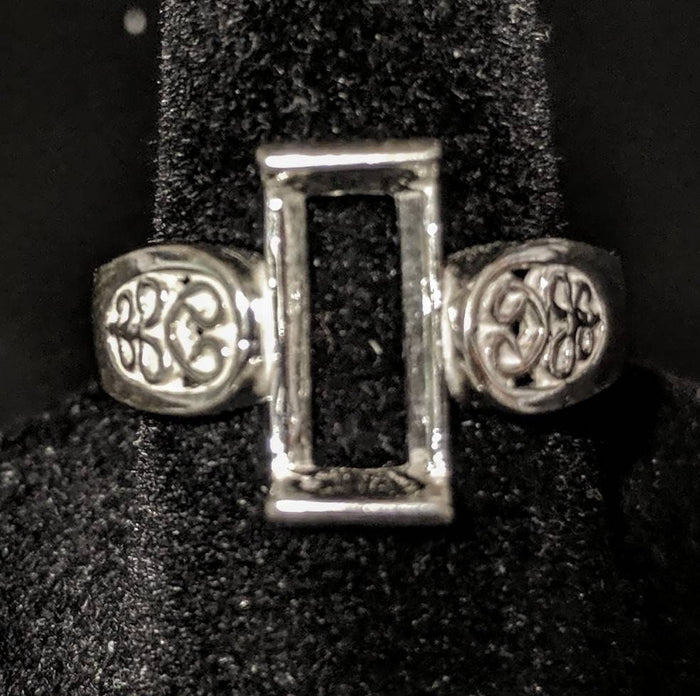 Sterling Silver or Solid 14kt Gold 11mm Tourmaline Cut Pre-Notched Blank Filigree Ring Size 7 setting 163-478/143-478