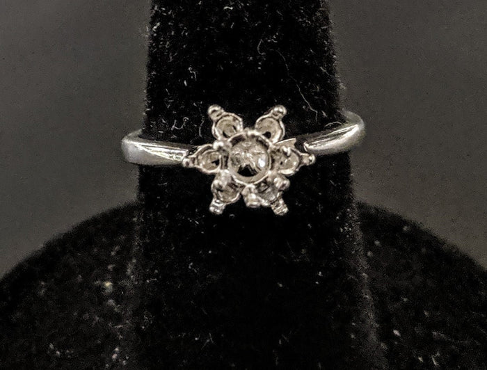 Sterling Silver or Solid 14kt Gold Multi Stone Round Cluster Dinner Pre-Notched Blank Ring Size 5-8 setting 163-544/143-544