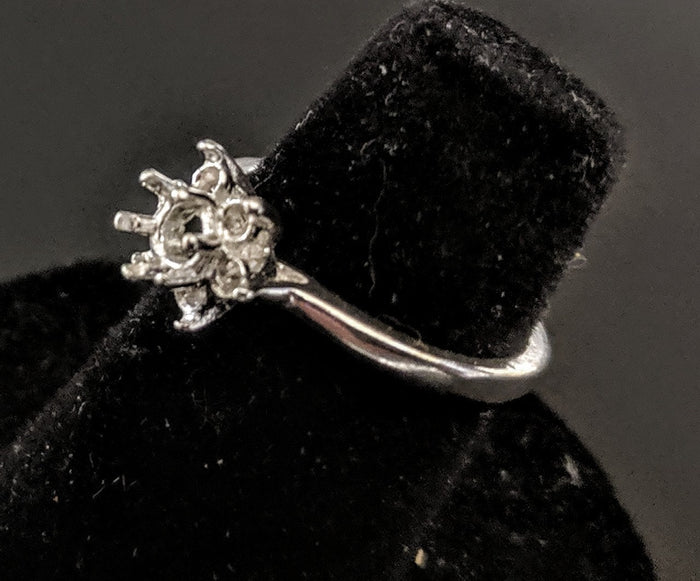 Sterling Silver or Solid 14kt Gold Multi Stone Round Cluster Dinner Pre-Notched Blank Ring Size 5-8 setting 163-544/143-544