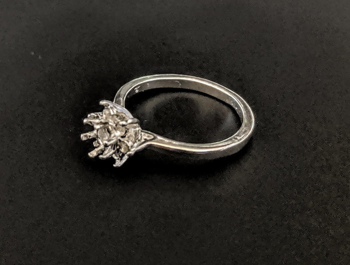 Sterling Silver or Solid 14kt Gold Multi Stone Round Cluster Dinner Pre-Notched Blank Ring Size 5-8 setting 163-544/143-544