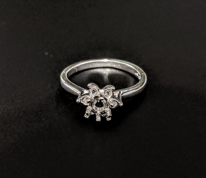 Sterling Silver or Solid 14kt Gold Multi Stone Round Cluster Dinner Pre-Notched Blank Ring Size 5-8 setting 163-544/143-544