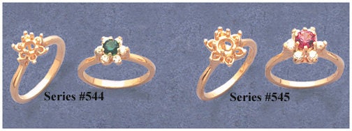 Sterling Silver or Solid 14kt Gold Multi Stone Round Cluster Dinner Pre-Notched Blank Ring Size 5-8 setting 163-544/143-544