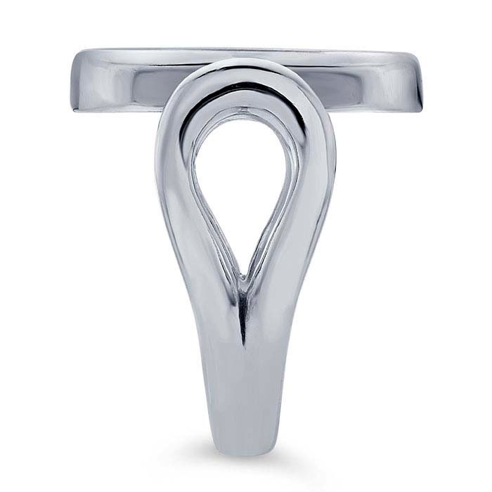 Sterling Silver Split-Shank 16 x 12mm Oval Cabochon Ring Mounting blank Cab (Cabochon) setting Size 6-8