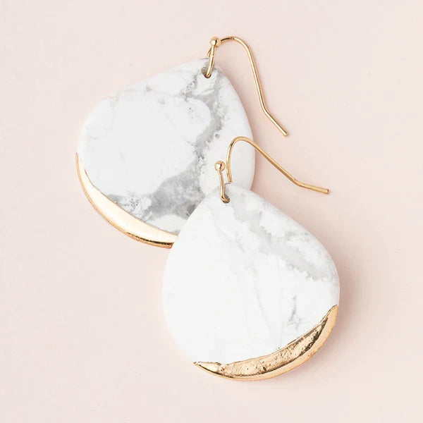 white quartz gold dipped earrings