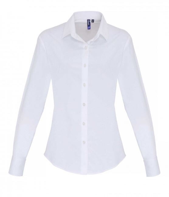 Stretch Fit Cotton Poplin Blouse Long Sleeves