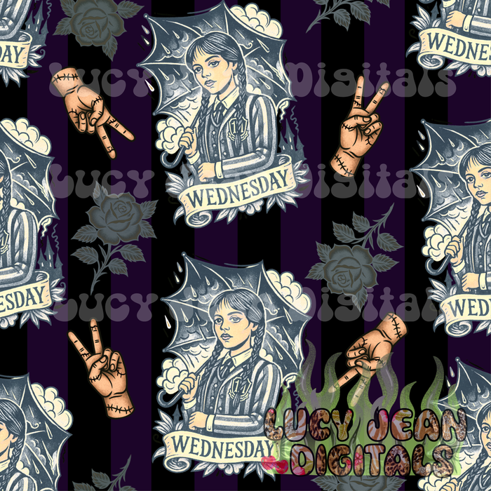 Striped Wed , black roses Seamless File