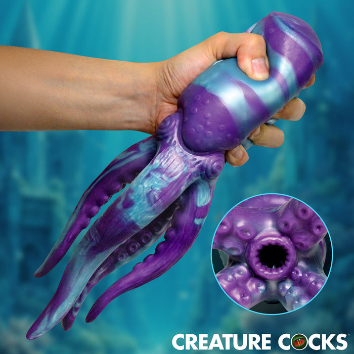 Tenta Stroke premium silicone masturbator with fantasy tentacle design in galaxy purple by Creature Cocks