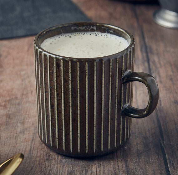 Terra Porcelain Fluted Mug 32cl/11.25oz Black (Box Of 6)