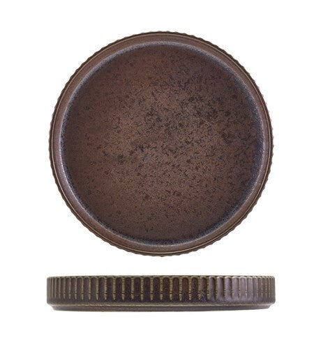 Terra Porcelain Fluted Presentation Plate 18cm Black (Box Of 6)