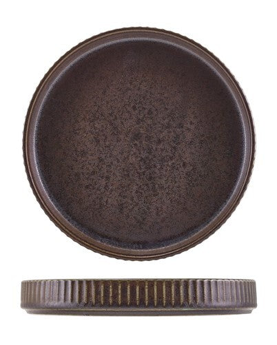 Terra Porcelain Fluted Presentation Plate 20.5cm Black (Box Of 6)