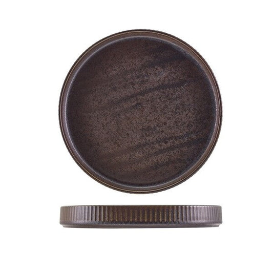 Terra Porcelain Fluted Presentation Plate 26cm Black (Box Of 6)