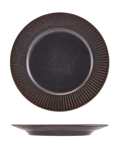 Terra Porcelain Fluted Winged Plate 21cm Black (Box Of 6)