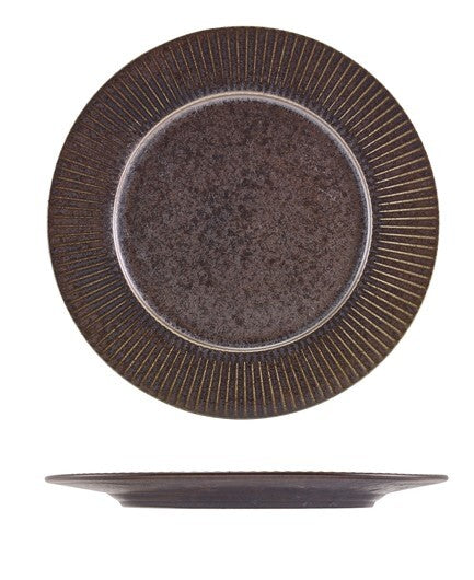 Terra Porcelain Fluted Winged Plate 26cm Black (Box Of 6)
