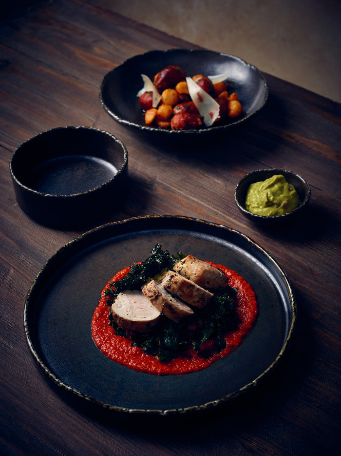 Terra Porcelain Roko Cinder Black Presentation Plate 26cm (Box of 4)