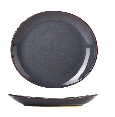 Terra Stoneware Rustic Blue Oval Plate 25cm x 22cm (Box Of 6)