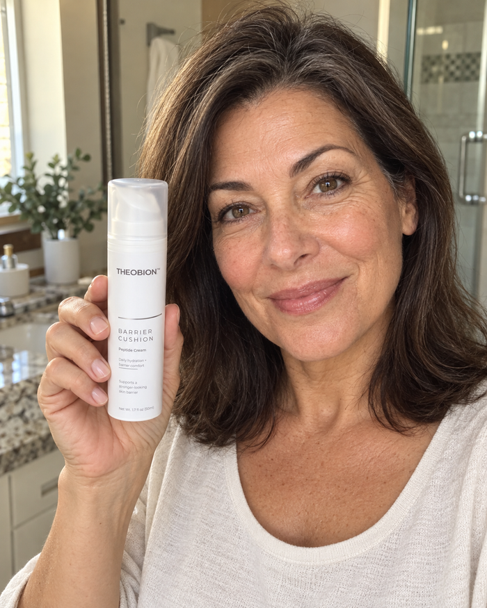 Customer with Theobion Barrier Cushion Peptide Cream
