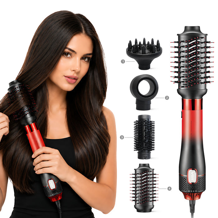 VGR Professional 4-in-1 Hot Air Brush with 20000 RPM and 1000-1100W, Red & Black (V-484)