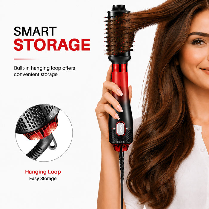 VGR Professional 4-in-1 Hot Air Brush with 20000 RPM and 1000-1100W, Red & Black (V-484)