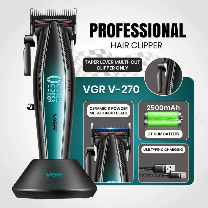 VGR V-270 Professional Metal Housing Cord/cordless Hair Clipper For Men's