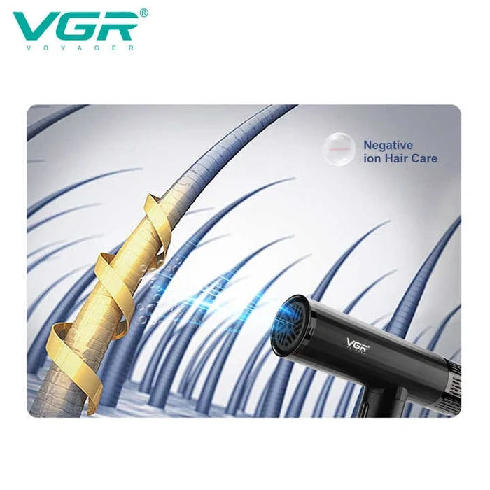 VGR V-427 Professional Hair Dryer, High-Speed 110000 RPM BLDC Motor, 1900W (Black)