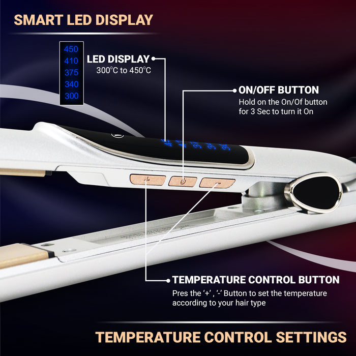 VGR V-509 Professional Hair Straightener With Ceramic Plates Adjustable Temperature For Wome- Silver - vgrofficial.in