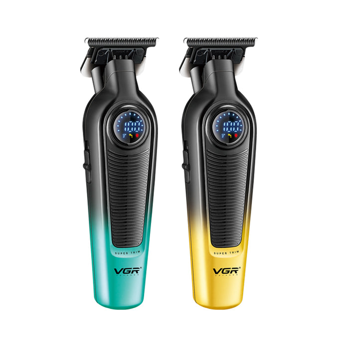 Two hair trimmers with gradient design on a white background, branded 'VGR'.