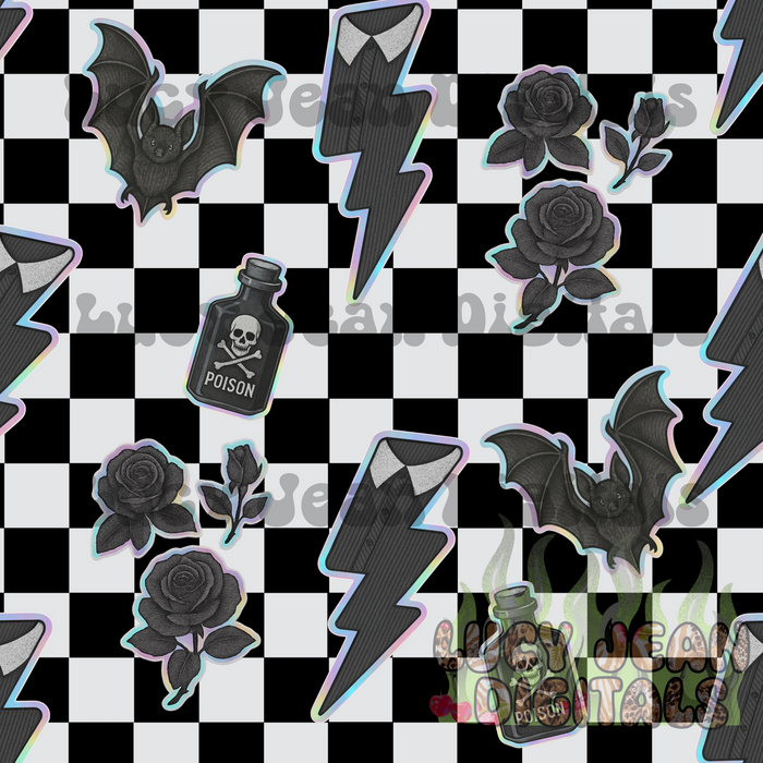 Wed Holographic checkered coord Seamless File