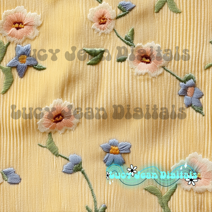 Wild flower yellow embroidery Seamless file