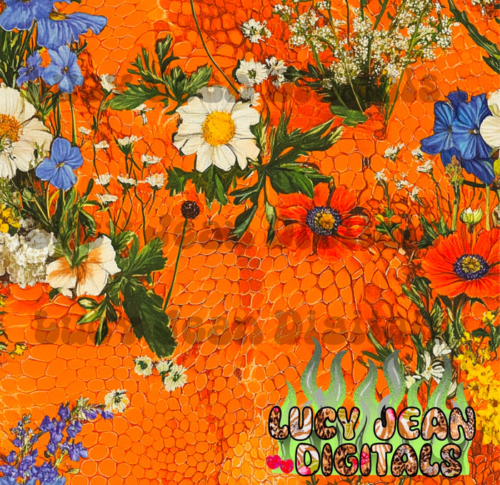 Wildflowers/orange snake skin Seamless File