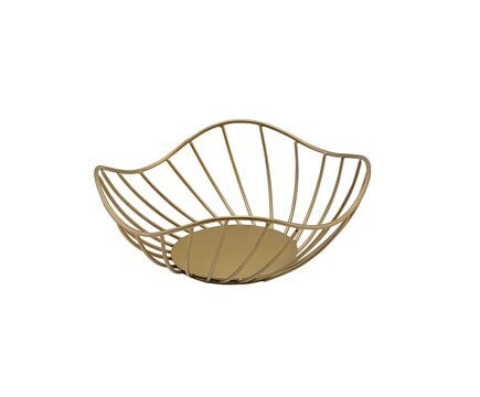 Wire Basket Lotus Leaf Gold 20 x 8cm