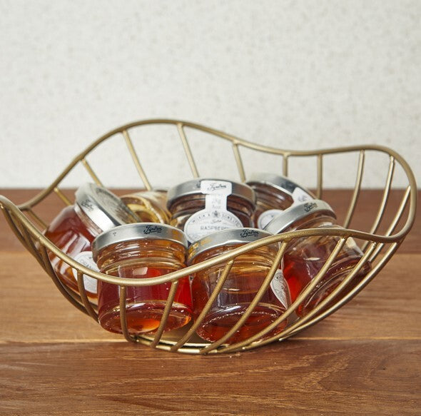 Wire Basket Lotus Leaf Gold 20 x 8cm