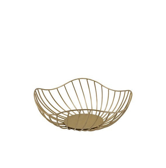 Wire Basket Lotus Leaf Gold 28.5 x 10cm