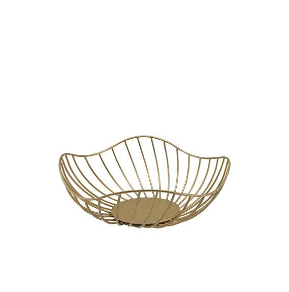 Wire Basket Lotus Leaf Gold 28.5 x 10cm