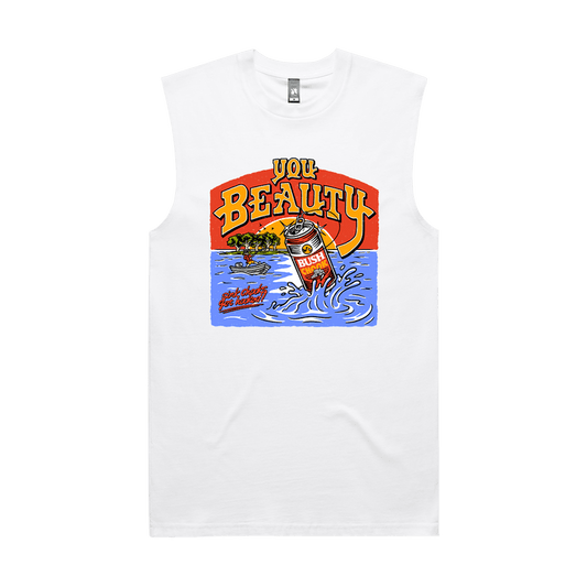 You Beauty Muscle Tee White T-Shirt Bush Chook